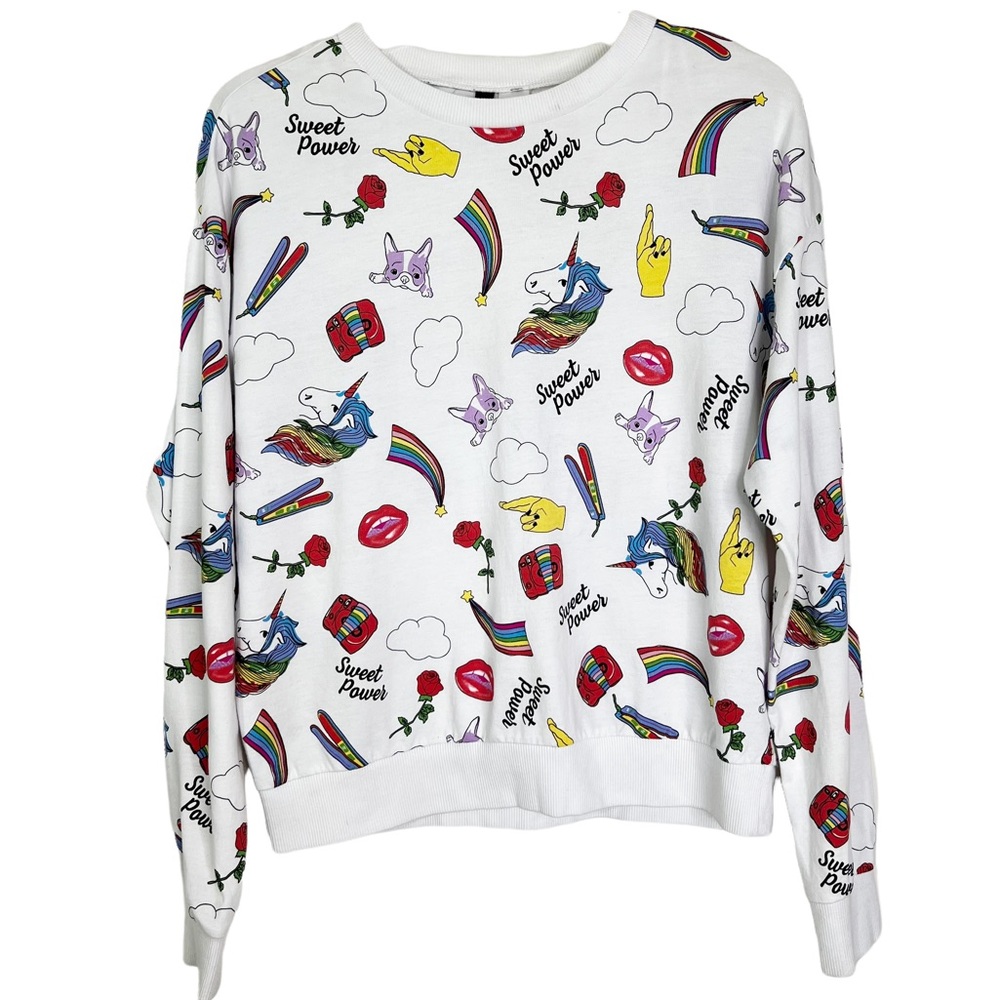 Divided H&M Unicorn Crewneck Lightweight Pullover Sweatshirt Women’s Sz M